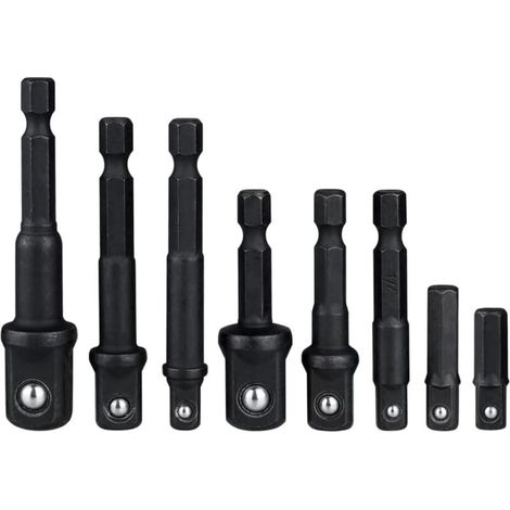 Set di 8 adattatori per bussole a cambio rapido con attacco esagonale da 1/4" (1/4", 1/2", 3/8"), convertitore per adattatore trapano, prolunga per bussole per conversione attacco quadro. (1/4)
