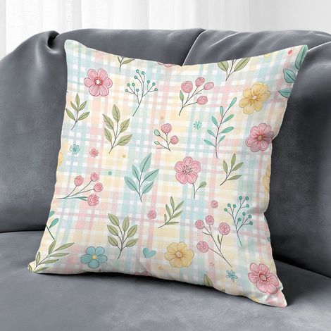 Housse de coussin fleurs printanières, décoration canapé,40×40cm (1/5)