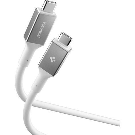 Cable USB-C Spigen EB24012CC Essential de 240 W y 1,2 m, color blanco (1/4)