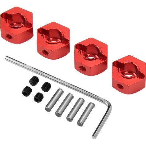 Stück 12-mm-Hochpräzisions-Sechskant-Radnaben aus Aluminiumlegierung für 1/10-RC-Cars, Antriebsadapter, Rot (1/5)