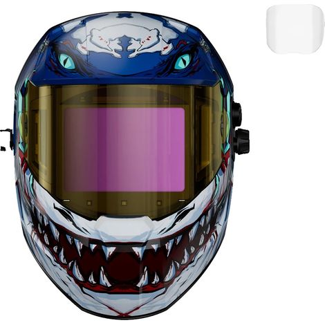 Schweißhelm, automatisch abdunkelnd, solarbetrieben, Wütende Haie-a (1/2)