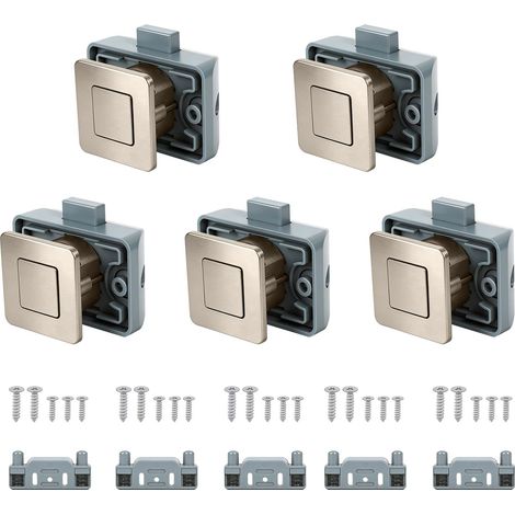 5pc Verrou Bouton Poussoir Placard Caravane de Métalliques Carrée (1/5)