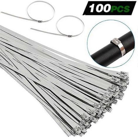 100 attaches de câble métalliques verrouillables en acier inoxydable 304 avec revêtement pour gaine d'échappement (1/2)