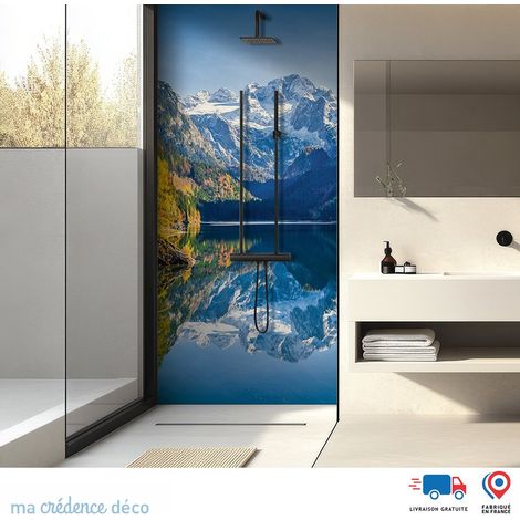 Panneau de douche : Lac paisible et montagne - Alu composite - 90 - 245 (1/3)
