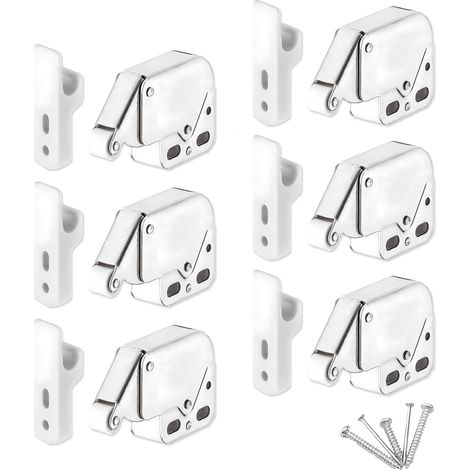 6 Loqueteaux à Ressort Mini, Push Pour Ouvrir Fermer avec Vis Armoire Tactiles serrure, porte cuisine, appuyez automatique, métal robuste, simple montage pratique, durable, qualité fiable (1/4)