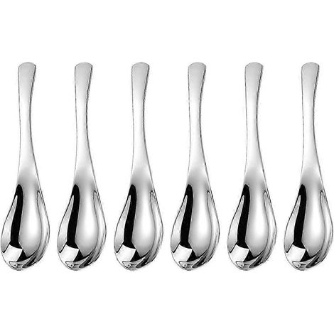 Lot de 6 cuillères à soupe en acier inoxydable, cuillères de service pour soupe, riz, thé, lait, café et desserts LKMstyle2509 (1/5)