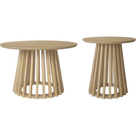 sweeek - 2er-Set Couchtische aus Holzdekor und Tannenholz, Ø40cm und Ø60cm
