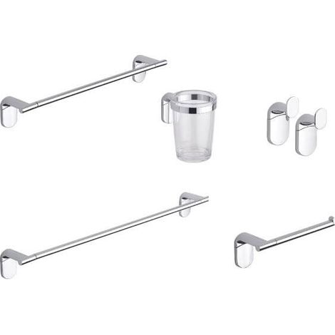 Set accessori bagno portasciugamani in acciaio e abs 5 pz mod. Zero Cromo (1/9)