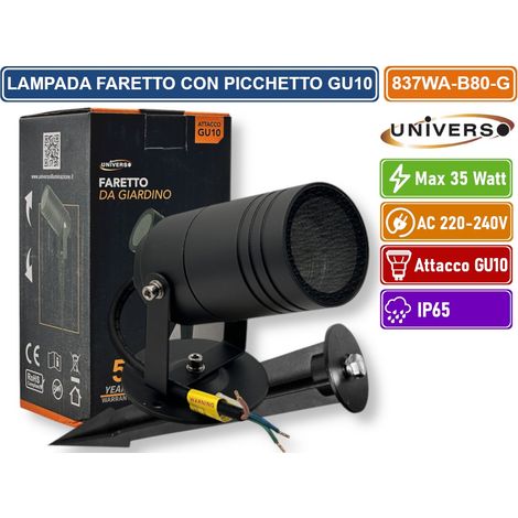 FARETTO DA GIARDINO MAX 35W IP65 GRIGIO GU10 IP65 DA ESTERNO UNIVERSO 220V LED (1/5)