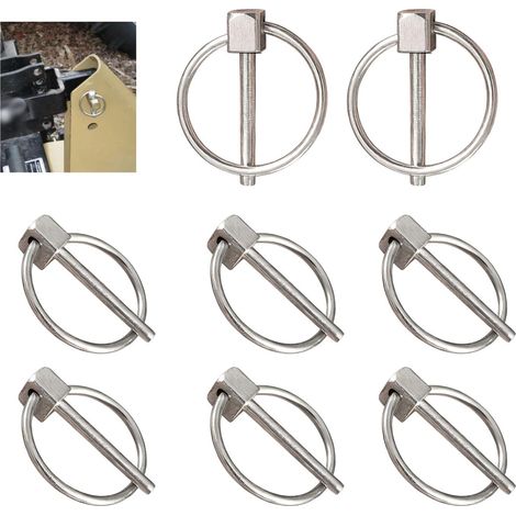 Assortiment de 8 goupilles pliantes en acier inoxydable - Goupilles de sécurité 3 mm - Pour bateau, vélo, remorque, tracteur, boulons de sécurité (1/5)