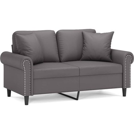 Maison Exclusive - Divano a 2 Posti con Cuscini Grigio 120 cm in Similpelle