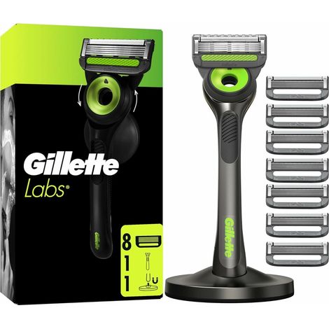 Gillette Labs Rasierer für Männer mit Reinigungs-Element, Nassrasierer Herren — Inkl. 1 Handstück, 8 Ersatzklingen mit Magnetisches Dock