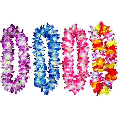 4 Couronne, fleurs artificielles, polyester, léger, fête hawaïenne, adulte enfant (1/5)