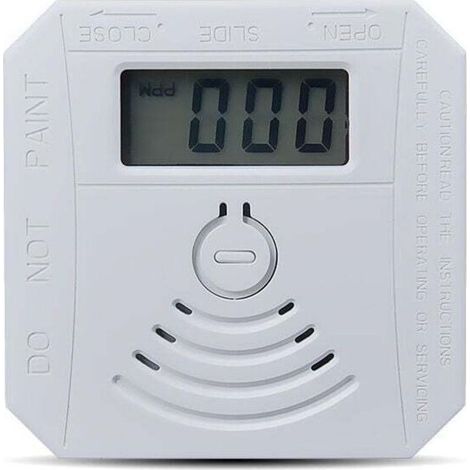 Détecteur de gaz Détecteur de fumée de monoxyde de carbone combiné Détecteur de fumée CO à piles avec écran d'affichage LED Flash Alarme sonore Motif d'avertissement sonore - blanche
