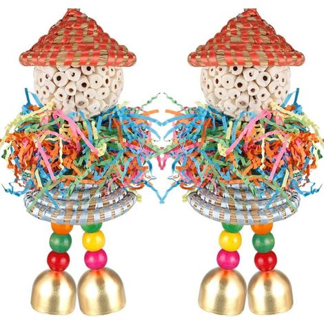 Lot de 2 Jouets pour Oiseaux à Suspendre avec Clochette pour Petits perroquets, perruches, calopsittes, Conures, Oiseaux d'amour (1/5)