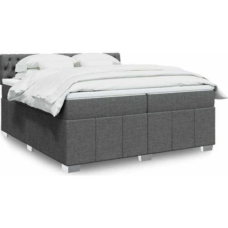 Cama box spring con colchón tela gris oscuro 200x200 cm vidaXL