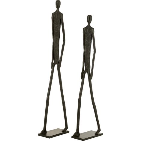 Lot de 2 Statues en Métal "Marche" 150cm Noir
