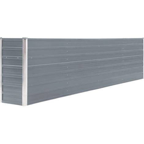 Aiuola rialzata per piante e fiori 320 x 40 x 77 cm acciaio zincato grigio 020000801