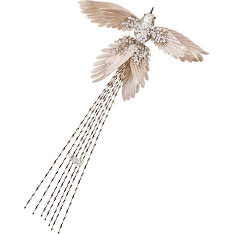 Decorazione natalizia a forma di colibrì in tessuto lucido - Oro champagne