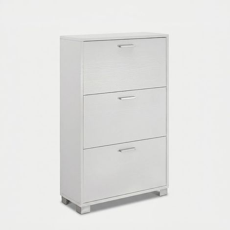 Zapatero estrecho de 3 puertas abatibles Quadrante - Blanco