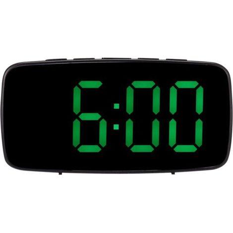 Intelligenter digitaler Nachttischwecker, grüne LED-USB-Reiseuhr mit Schlummerfunktion, Temperaturanzeige, Datumsanzeige und 12/24-Stunden-Anzeige fürs Schlafzimmer, Schwarz (1/4)