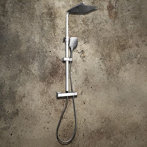 Orbit Vizion Square Thermostatic Bar Mixer Shower with Shower Kit and Fixed Head - Chrome (1/3)