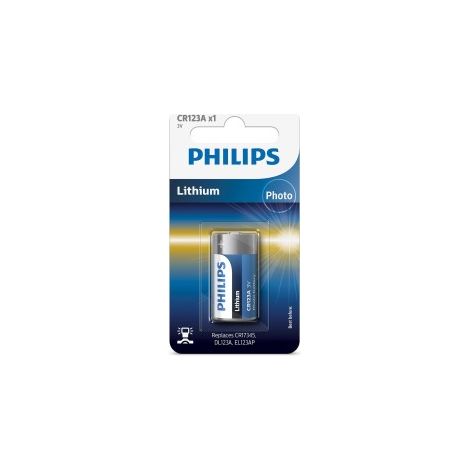 PHILIPS Blister 1 Pila de Boton de Litio (CR123A, CR17345, DL123A, EL123AP), 3.0V, 1500 mAh