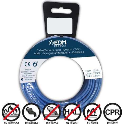 Bobine Fil électrique Flexible 1,5mm Bleu Sans Halogène 25m (1/2)