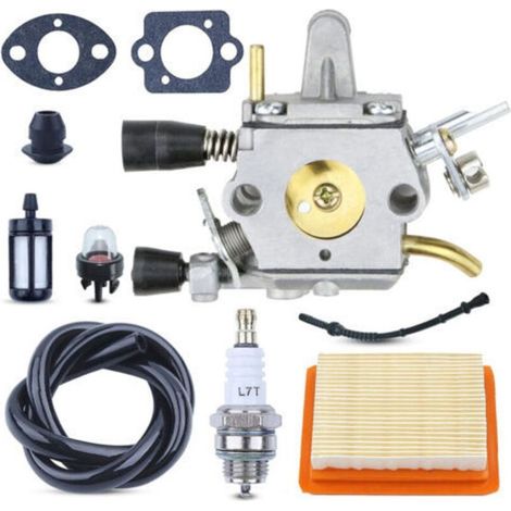 Carburateur pour débroussailleuses STIHL FS120 FS200 FS250 FS300 FS350 FR350 kit de pièces de rechange pour carburateur FS 250, comprenant filtre à air, joint et bougie d'allumage. (1/4)
