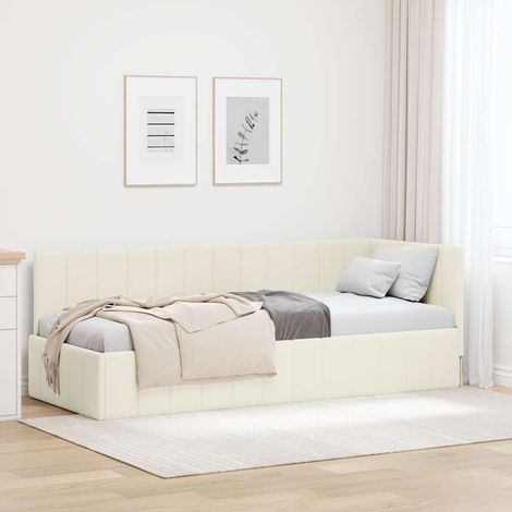 Cornice del letto ad angolo Crema 80 cm x 200 cm Velluto vidaXL (1/5)