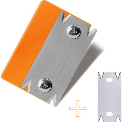 Rabot d'angle pour le travail du bois (orange) + une lame de rechange, racloir à plaquer les chants, racloir à chanfreiner et à arrondir (1/5)