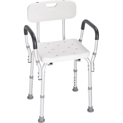 Fauteuil de douche réglable avec dossier,tabouret antidérapant pour seniors et personnes handicapées,capacité de 350 lbs,avec accoudoirs