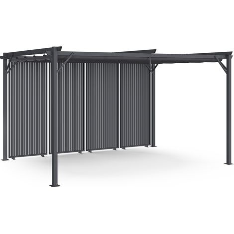 Pergola édition collector persiennes verticales toit rétractable 3x4 M 4 pans modulables gris anthracite