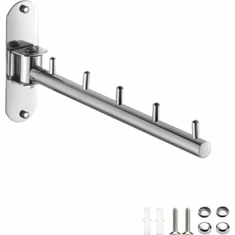 Wall-Mounted Clothes Rack, 1 Piece, Folding Wall-Mounted Clothes Hanger, Stainless Steel Clothes Hanger with Swivel Arm, Wall-Mounted Drying Rack, Hanging Clothes Hanger