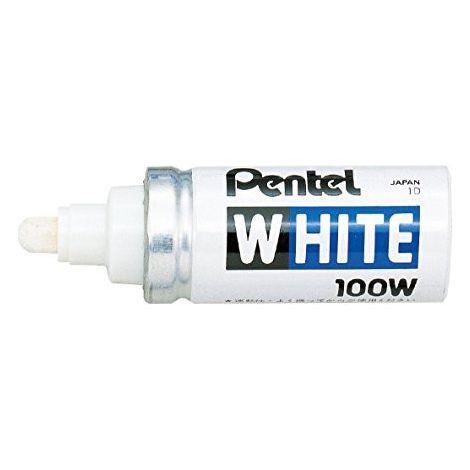 Marqueur Peinture Blanc Pentel White 100W - Indélébile, Pointe Ogive (1/2)