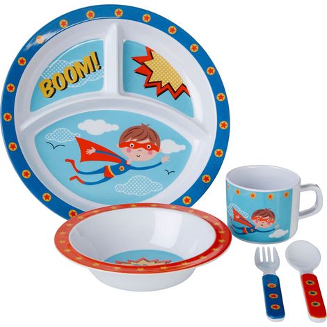 Interiors by Premier Vibrant Kids Super Rupert Dinner Set, Durable Children Dining Set, Compact Rupert Children Eating Set