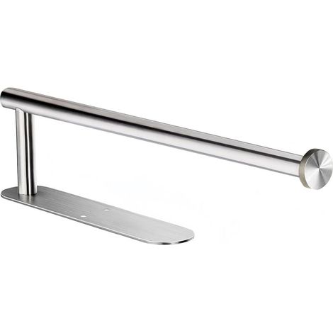 Porte-papier toilette en acier inoxydable argenté longueur 34 cm salle de bain cuisine support mural peut être collé au mur sans perçage, 1 pièce (1/4)