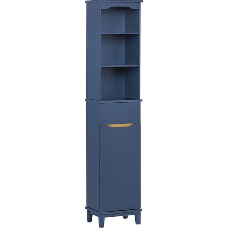 Mobile Alto Da Bagno Mobile Colonna Bagno Salvaspazio Armadio Da Terra Colore Blu 35x30x170 Cm BZR112-B SoBuy (1/5)