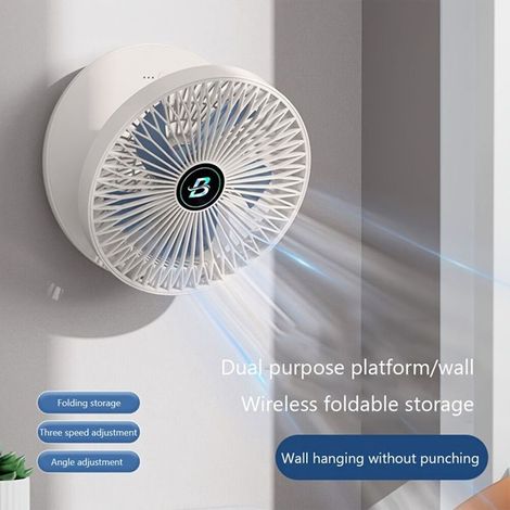 AMXCNOY Faltbarer, tragbarer Ventilator mit 1200 mAh Akku, geeignet zur Wandmontage oder für die mobile Luftzirkulation (1/4)