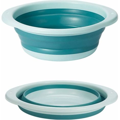 Recipiente retráctil, recipiente plegable, recipiente multifuncional redondo mediano plegable para lavar platos, recipiente plegable portátil que ahorra espacio para lavar verduras, platos y ropa inte