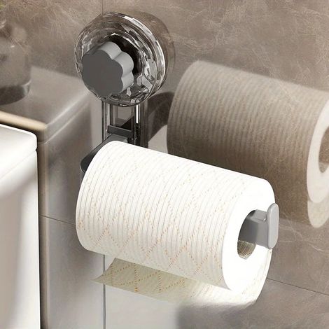 Porte-papier toilette mural (GRIS) avec ventouse - Installation auto-adhésive sans perçage, compatible avec tous types de rouleaux de papier toilette. (1/5)