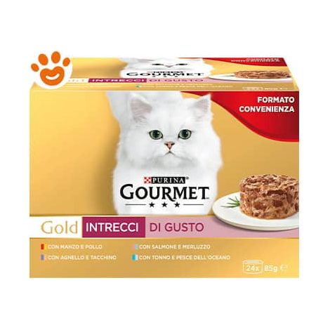 Purina Cat Gourmet Gold Intrecci di Gusto Multipack - Confezione 24x85 Gr - Cibo Umido Gatti