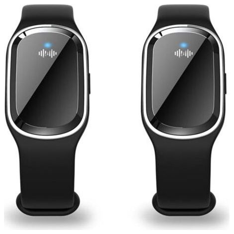 Lot de 2 Bracelet anti-moustiques à ultrasons, bracelet électronique anti-moustiques avec câble de charge USB (Noir) (1/4)