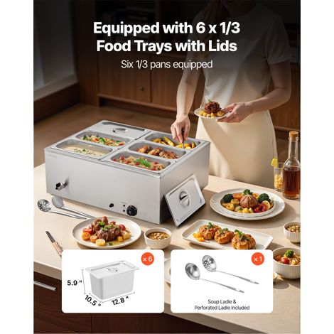 Chauffe-Plat Électrique à Vapeur 1500 W Buffet Chauffant en Inox (1/5)