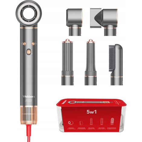 Asciugacapelli WEBBER HD4 5 in 1 da 1300 W con IONIZZAZIONE e regolazione a 5 vie (1/5)