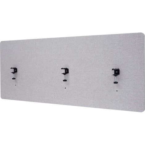 [NEUWERTIG] Akustik-Tischtrennwand HHG-943, Büro-Sichtschutz Schreibtisch Pinnwand, doppelwandig Stoff/Textil 60x160cm grau (1/5)