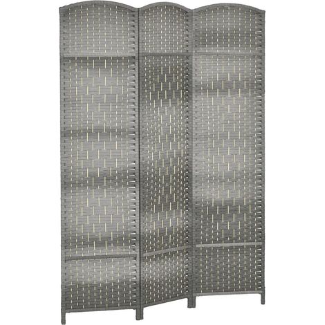 Créer un Espace Privé Paravent Séparateur de Pièce Gris Cloison Amovible 3 Panneaux Pliable 6 Charnières (1/5)
