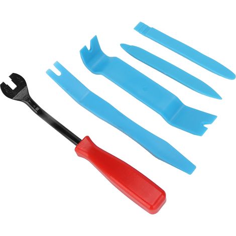 Kit 5-en-1 de démontage de garnitures auto, outil de pose pour panneaux de porte et tableau de bord, radio, clips (1/5)
