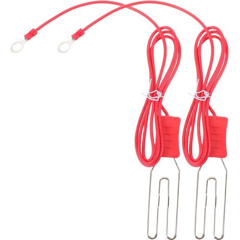2 Pièces Pince de Mise la Terre Électrique, eur de Fil de Mise la Terre, pour Clôture Électrique, Acier Inoxydable, Cuivre, PVC, Rouge, Usage Extérieur Jardin, (1/5)