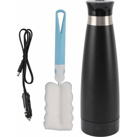 Tasse De Chauffage De Voiture Portable, Chauffe-Eau De Bouilloire électrique De Voyage en Acier Inoxydable 304 De 280 ML avec Allume-Cigare pour Bureau De Camion à Domicile Noir (1/5)
